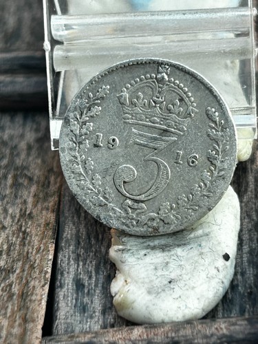 1916 silver pence coin - 1916,