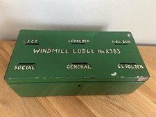 Vintage Masonic Donation Box Windmill Lodge 8383 Masonic Regalia Wooden Box