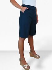 Ladies Knee Length Smart Casual Washable Tailored Shorts Navy Blue NEW 8-22