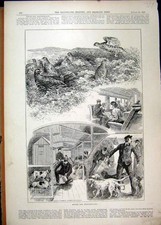 Original Old Antique Print 1893 Grouse Train Carriage Dogs Kennels Heatherland