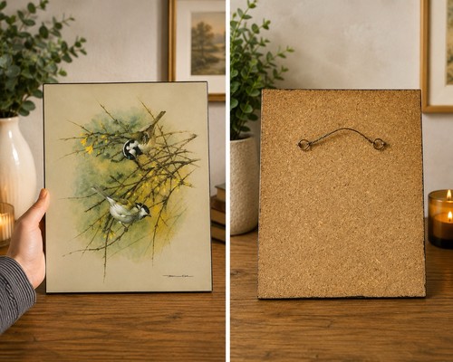 Signed bird print - bird, mounted