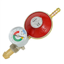 Propane Gas Regulator 37mbar With Pressure Gauge 16 bar Screw In Male Pol 5/8"