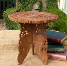 Wooden Lamp table plant stand Handcarved in India Vintage