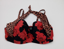 Pour Moi Lucia Multiway Bikini Top Red Rose Leopard Bikini Top Size 38D NEW F2