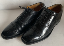 John White Mens Black Leather Cap Toe Handcrafted Oxford Brogues Shoes UK Size 9