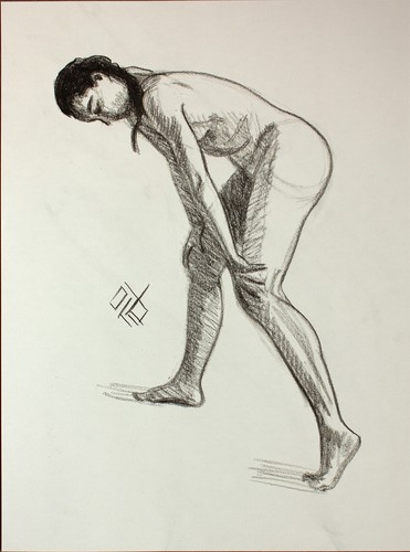 Original female charcoal - charcoal, on