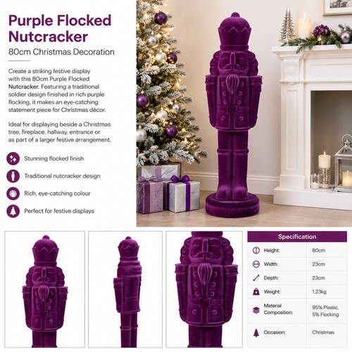 Purple flocked nutcracker - purple,