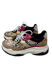 S Oliver Platform Trainers UK5.5 EU38 Brown Red Snake Skin Pattern Shoes