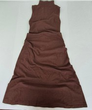 REISS Dress 10 Brown Women's Cotton Long Sleeveless Knit Open Back
