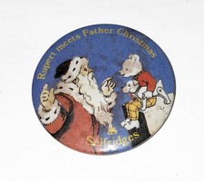 Vintage Selfridges Rupert Bear Christmas Metal Pin Badge