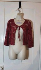 Womens Red Cropped Lace Bolero
