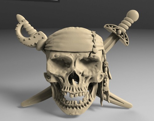 Stl model pirate skull for - stl,
