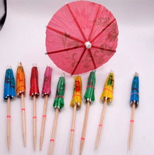 Mixed pack of 10 cocktail umbrellas, various colours