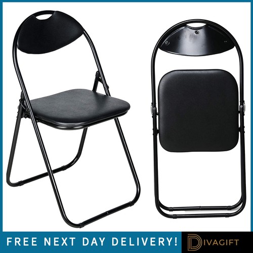 Black folding square chair - black,