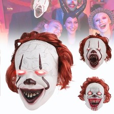 Halloween Pennywise Mask Horror Cosplay Costume LED Clown Stephen King's IT Mask
