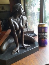 Kneeling Solid Bronze Female Sculpture Nude Statue