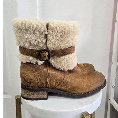 Women ugg brown suede ankle - women's,