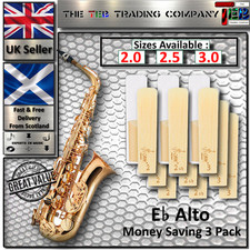 Saxophone Reeds Alto Sax Size 2.0,2.5 & 3.0 - Strength Reed - Great Value 3 Pack