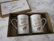 Happy 50th Anniversary Mugs x2 in Box Coffee Tea Mugs  Widdop Bingham & Co.Ltd