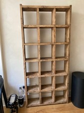 Large rustic wooden pigeon hole storage shelf unit
