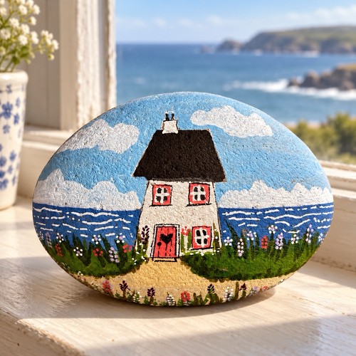 Hand painted pebble art - hand,