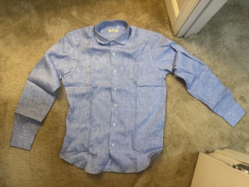 Italian linen blue long sleeve - italian,
