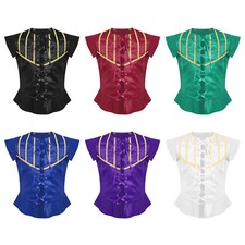 Boys Vest Medieval Renaissance Costume Child Waistcoat Open Front Jacket Kids