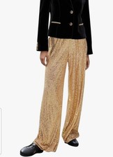 Women Wide Leg Sequin Gold