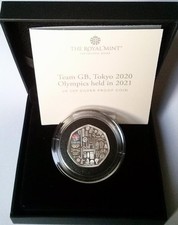 2021 50p Team GB Olympic Games Coin Silver Proof Cased With COA Packaging etc