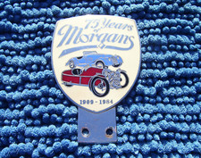VINTAGE 1984 MORGAN 75th ANNIVERSARY CAR BADGE ~ ORIGINAL +4/8 GB CLASSIC SPORTS