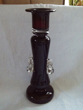 NA364 SUPERB 1950S MURANO RED & CLEAR CASED GLASS LARGE CANDLESTICK 25.5CM HIGH