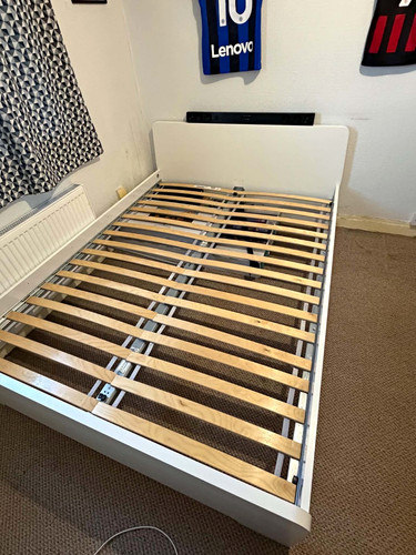 White double bed frame with - white,