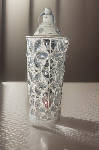 Antique white metal floral - white,