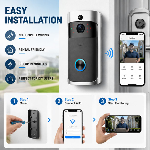Wireless video doorbell camera - wireless,