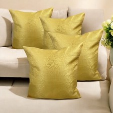 SET OF 4 YELLOW GOLD Indian Paisley Cushion Covers 16x16"/40x40cm Home Decor ZIP