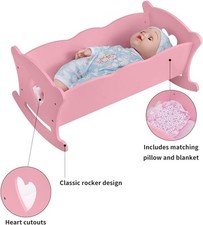 Pink Doll Cradle Crib Cot
