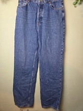 Women's Topshop Boyfriend Wide Leg Blue Wash Jeans Size 34W High Waist Jeans