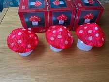 KONSTSMIDE Set 3 Toadstool Acrylic  Christmas LED Lights  Battery Powered Boxed