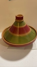De Silva Italy Terracotta Moroccan Style Tagine Pot Casserole Dish Red Green