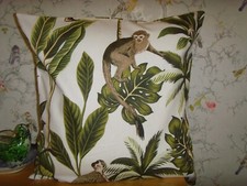 NEW made in MUSTARD GREEN PALM CAPUCHIN MONKEY  DESIGN  CUSHION COVER  16  PAD