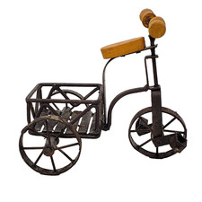 Tricycle Sculpture Metal Wood Rustic Distressed Look Decorative 6"HX7"L