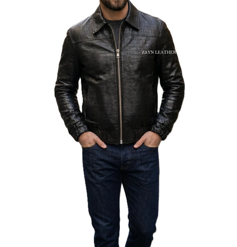 Mens black crocodile embossed - mens,