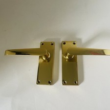 Pair of Classic Straight Lever Latch Door Handles Brass Unused