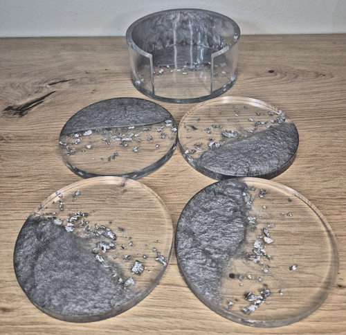 Set coasters with stand - of, 4