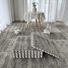 12/24Pcs Plush Patchwork Puzzle Carpet Mats Interlocking Non-Slip EVA Tile 30x30