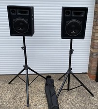200W Malone 10" Bass speakers with Gorilla stands including carry bag