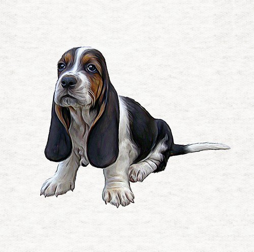 Dog basset hound puppy fabric - hound,