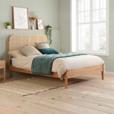 Oak Rattan Bed, Margot Oak Rattan Wooden Bed Frame, 4ft6, 5ft
