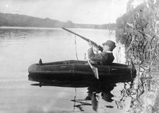 Hunter in an inflatable dinghy