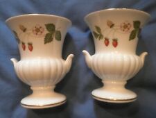 x Two Vintage Wedgwood Wild Strawberry Bud Vase/Urn Vase - Bone China